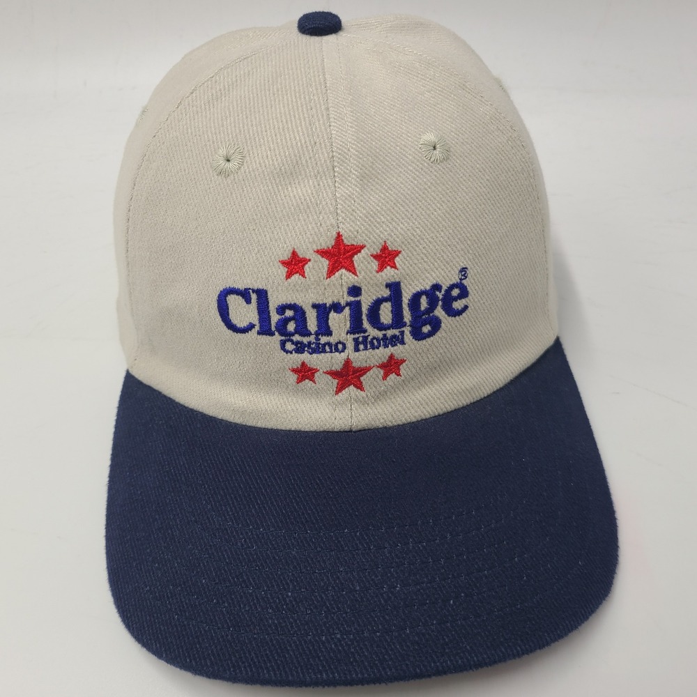 Vintage Claridge‎ Hat Strapback (Fits Small) Beige Casino Hotel Atlantic City